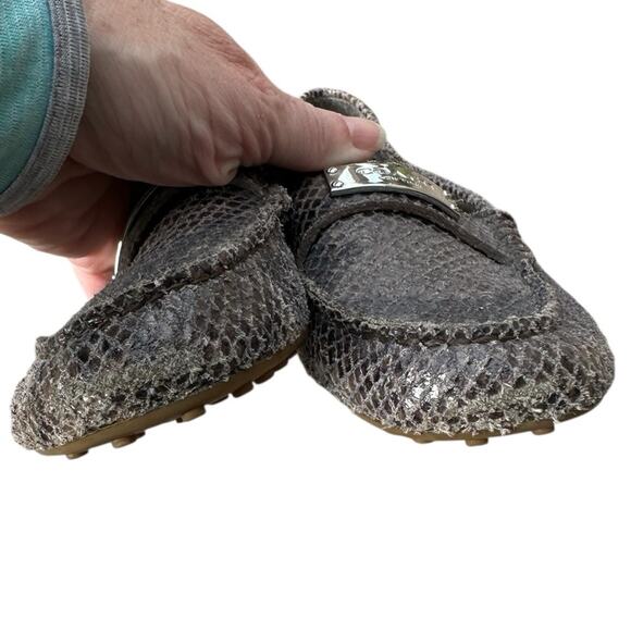 Coach Fredrica Loafers, Gray Textured Leather Flats/ Loafers GUC 7.5B - Picture 6 of 11